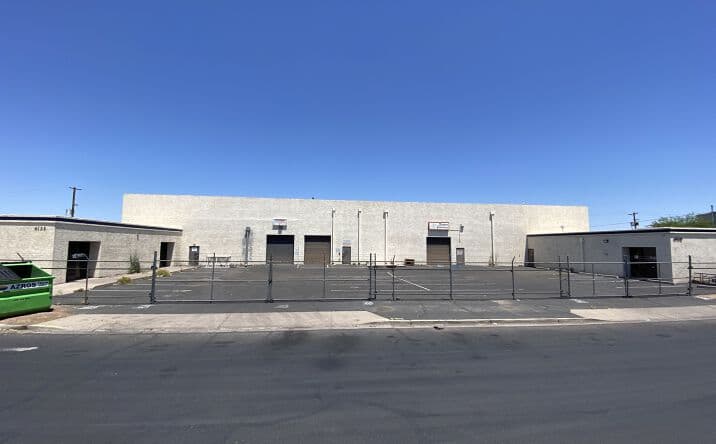 Aerial view of industrial property at 756-760 W Illini St in Phoenix, Arizona showing warehouse building, access points, and surrounding site area.