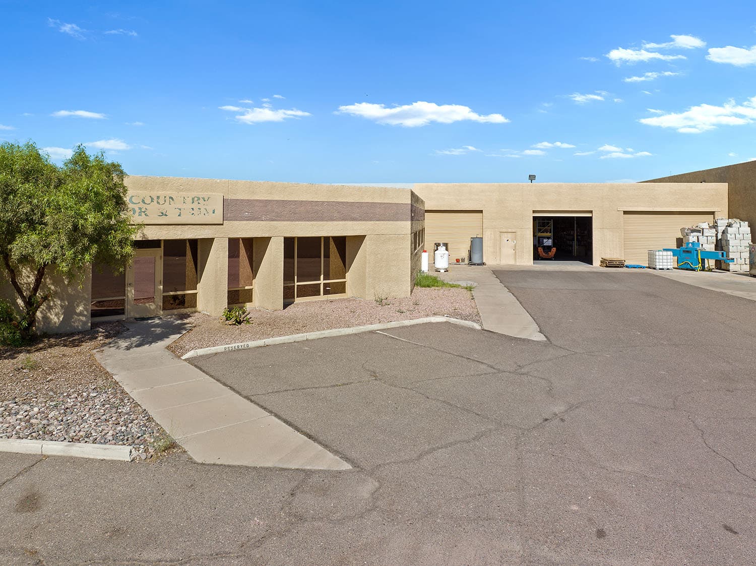 Aerial view of industrial property at 1840 E University Dr in Tempe, Arizona showing warehouse building, access points, and surrounding site area.